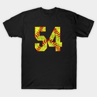 Fastpitch Softball Number 54 #54 Softball Shirt Jersey Uniform Favorite Player Biggest Fan T-Shirt